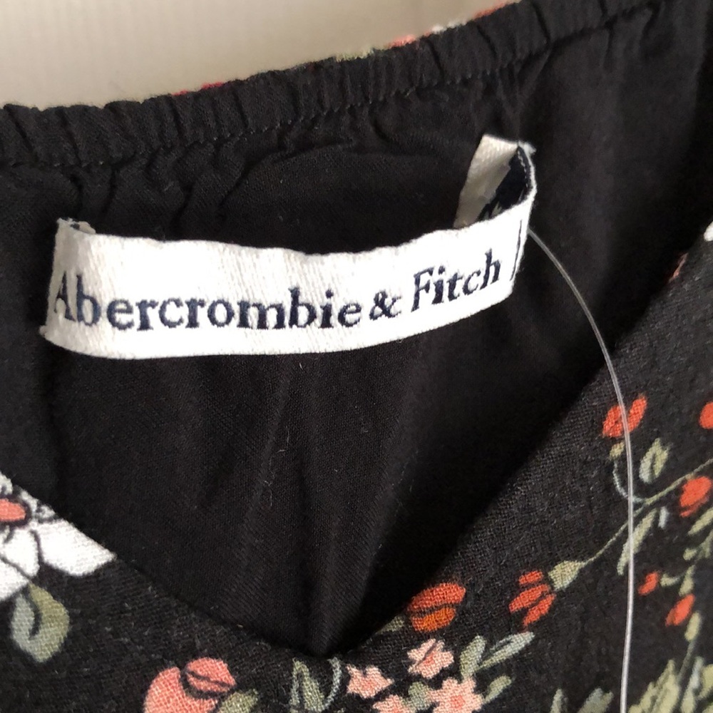 Abercrombie & Fitch Black Floral Asymmetrical Slip Dress - Picture 6 of 7